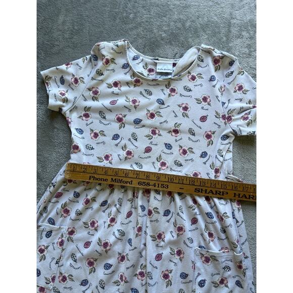 Vintage 90s Y2K Cottagecore Garden Print Midi Dress Small Ladybug Floral Stretch - Picture 14 of 16